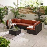 FurnitureboxUK Orlando 6 Seat Modular Outdoor Garden Rattan Sofa in Terracotta