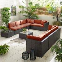FurnitureboxUK Orlando 10 Seat Modular Outdoor Garden Rattan Sofa in Terracotta