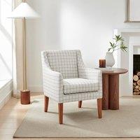 FurnitureboxUK Aubrey Beige Check Fabric Wingback Accent Armchair