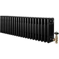 Monstershop Traditional 4 Column Radiator & Valves - 300 x 1010mm - Black