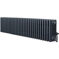 Monstershop Traditional 4 Column Radiator & Valves - 300 x 1370mm - Anthracite in Grey