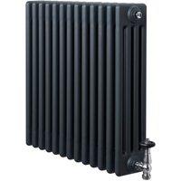 Monstershop Traditional 4 Column Radiator & Valves - 600 x 605mm - Anthracite Grey