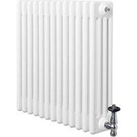 Monstershop Traditional 4 Column Radiator & Valves - 600 x 605mm - White