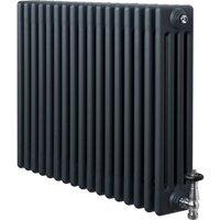 Monstershop Traditional 4 Column Radiator & Valves - 600 x 785mm - Anthracite Grey