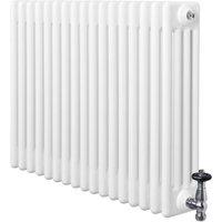 Monstershop Traditional 4 Column Radiator & Valves - 600 x 785mm - White