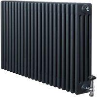 Monstershop Traditional 4 Column Radiator & Valves - 600 x 1010mm - Anthracite in Grey