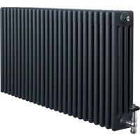 Monstershop Traditional 4 Column Radiator & Valves - 600 x 1190mm - Anthracite in Grey