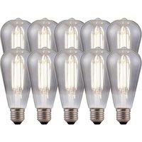 Harper Living 8 Watts ST64 E27 LED Bulb Smoked Cool White Dimmable, Pack of 10 in Mid Grey