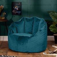icon Sirena Scallop Chair Bean Bag Velvet Bean Bags in Teal