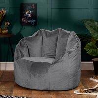icon Sirena Scallop Chair Bean Bag Velvet Bean Bags in Charcoal