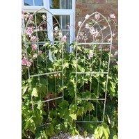 Inspirational Gifting Pair of Verdigris Arched Trellis in Green