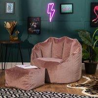 icon Sirena Scallop Chair Bean Bag & Footstool Velvet Bean Bags in Light Pink
