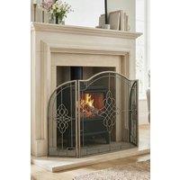 Dibor Contemporary Country Folding Fireplace Guard Silver Fire Screen H86cm x W75cm