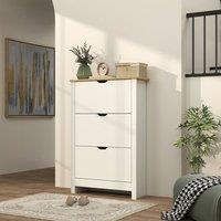 HOMCOM 18-Shoe Storage Cabinet 6 Shelves 3 Drawers in White