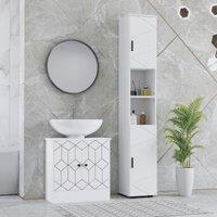 Kleankin Tall Bathroom Storage Cabinet with Soft Close Mechanism, White