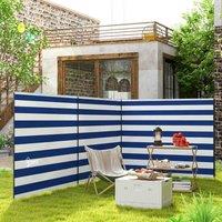 OUTSUNNY Camping Windbreak Portable Wind Blocker Privacy Wall in Dark Blue