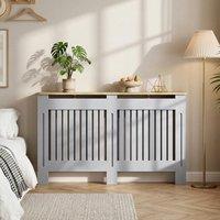 HOMCOM Radiator Cover Painted Slatted MDF Cabinet Lined Grill 152x19x81cm in Grey | Size: Large