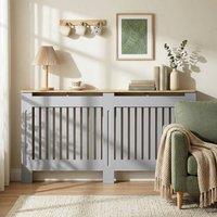 HOMCOM Radiator Cover Painted Slatted MDF Cabinet Lined Grill 172x19x81cm in Grey | Size: Large