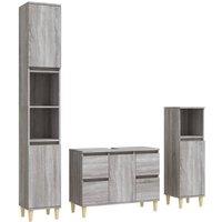 Berkfield Home 3 Piece Bathroom Furniture Set Grey Sonoma Engineered Wood