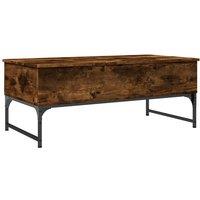 Berkfield Home Coffee Table Smoked Oak 100x50x40 cm Engineered Wood & Metal in Brown | Size: 100 x 50 x 40 cm
