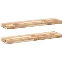 Berkfield Home Floating Shelves 2 pcs 100x20x4 cm Untreated Solid Wood Acacia in Brown | Size: 100 x 20 x 4 cm