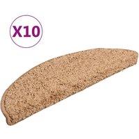 Berkfield Home Stair Mats 10 pcs 56x17x3 cm Beige | Size: Medium