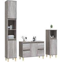 Berkfield Home Durable 3 Piece Bathroom Furniture Set Grey Sonoma Engineered Wood