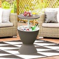 Costway 30L Patio Ice Cooler All-weather Cool Bar Table w/ Extendable Tabletop Party in Brown