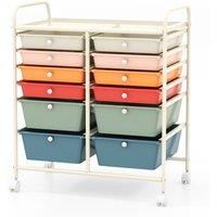 Costway 12 Drawer Rolling Storage Cart Office Lightweight Utility Cart with Lockable Wheels