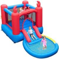 Costway Inflatable Bounce House Red Crab-themed Water Slide Park Bouncy Castle