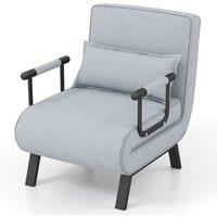 Costway Convertible Single Folding Sofa Bed Sleep Chair with 6 Positions Adjustable Backrest Light Grey