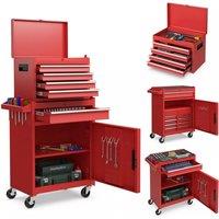 Costway 5-Drawer Rolling Tool Chest High Capacity Tool Storage Cabinet w/ Lockable Wheel in Red