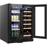 Costway 120L Double Door Dual Zone Beverage Wine Fridge Auto Defrost Drinks Refrigerator in Black