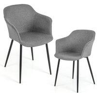 Costway Set of 2 Dining Chairs Upholstered Armless Accent Chair With Ergonomic Backrest in Grey
