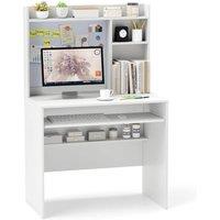 Costway Computer Desk Home Office Writing Table w/ Magnetic Bulletin Board in White
