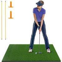 Costway 5X3 FT Golf Hitting Mat Standard Golf Practice Mat Artificial Turf Mat in Green