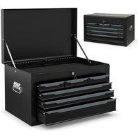 Costway Steel Tool Box Tool Chest Case with 6 Drawers & Top Storage in Black