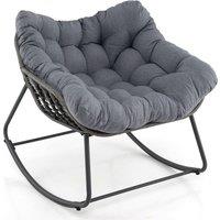 Costway Outdoor Rocking Chair Oversized Patio PE Wicker Egg Chair in Grey