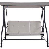 Costway Patio Swing 3-Person Convertible Canopy Swing w/Cushion Seats in Grey