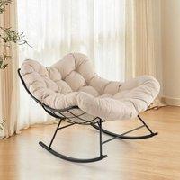 Costway Rocking Chair Oversized Egg Papasan Chair in Beige