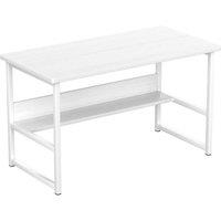 VOGREX Computer Desk with Shelf, Home Office Laptop Study Table Workstation in White