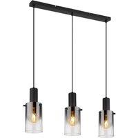 Netlighting Florentina Bar Pendant Matt Black Smoke Glass Shade 3x E27