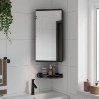 Berkfield Home Corner Bathroom Mirror Cabinet Black 30x24x60 cm | Size: 30 x 24 x 60 cm