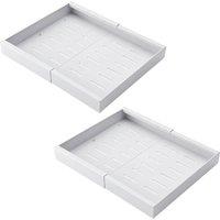 Toque Pull Out Cabinet Organizer Adhesive 2 Pcs Expandable Storage Drawers in White