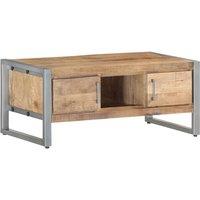 Berkfield Home Coffee Table 95x50x40 cm Rough Mango Wood in White | Size: 95 x 50 x 40 cm