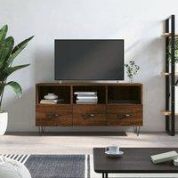 Berkfield Home TV Cabinet Brown Oak 102x36x50 cm Engineered Wood | Size: 102 x 36 x 50 cm