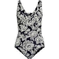 Lands' End Women's Grecian V-neck Slender Swimsuit with Adjustable Straps in True Black | Size: 16