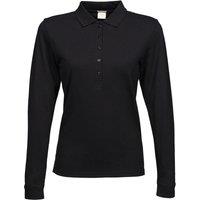 TEE JAYS Women's Luxury Stretch Long Sleeve Polo Shirt in Black | Size: XL