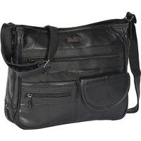 House of Leather Women's Womens Leather Messenger Style Bag HOL998 in Black