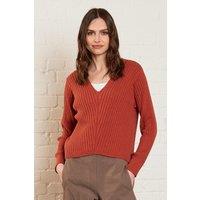 Nomads Clothing Women's Cotton Marl Cropped Jumper in Terracotta | Size: Large